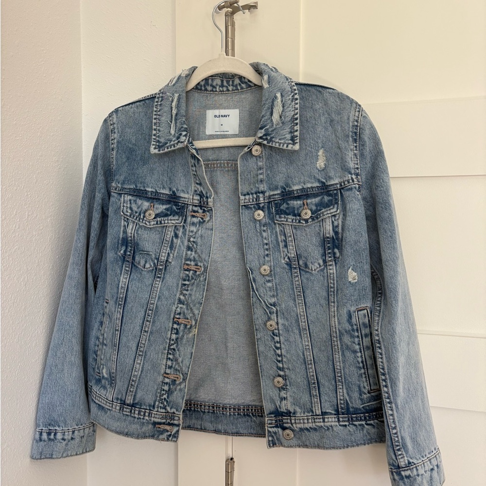 Old Navy Distressed Light-Wash Denim Jacket